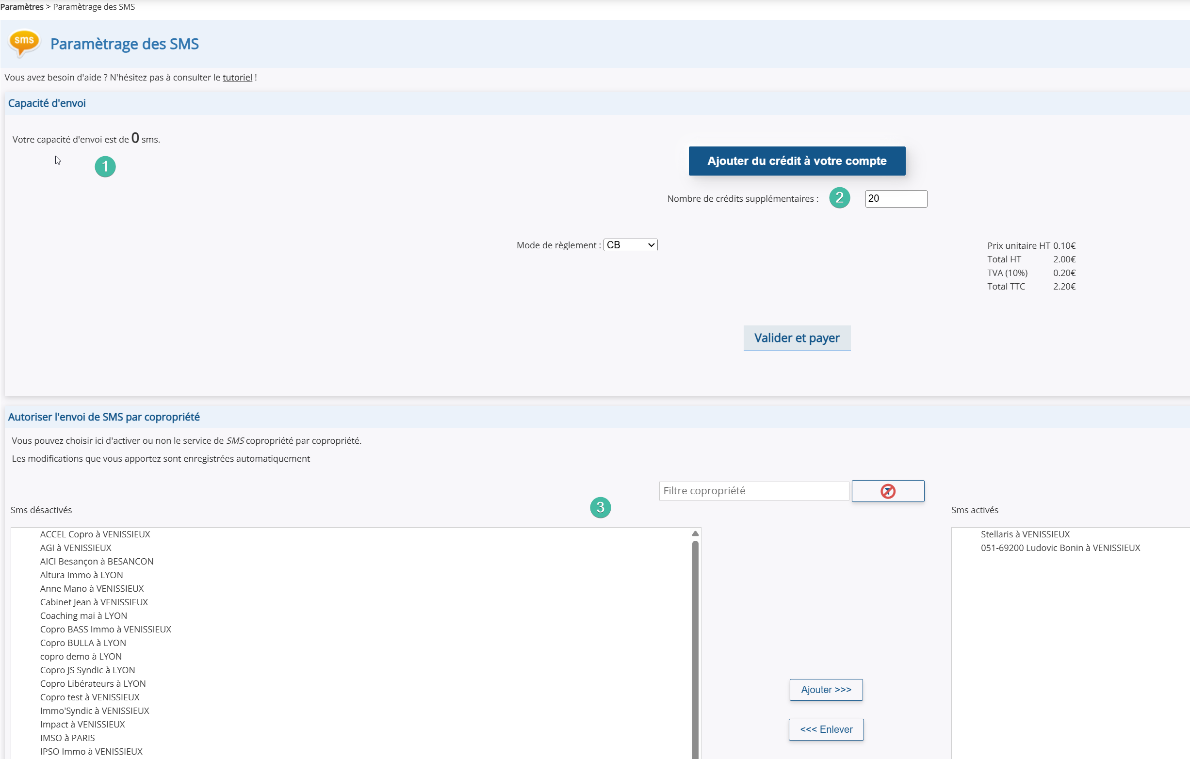 Ajouter des SMS au compte du syndic de copropriétés sur le logiciel Tutoriel logiciel immobilier pour syndics et administrateurs de biens